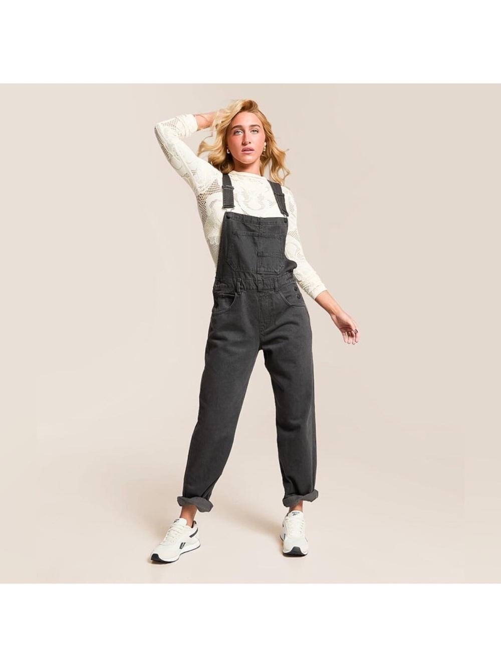 We The Free Charcoal Denim Overalls